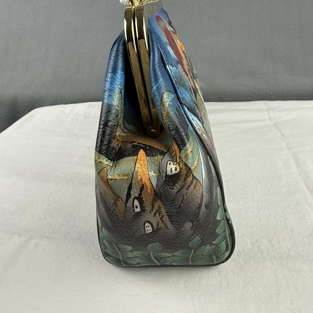 Anuschka Hand Painted Bag Purse Leather Hot Air Balloon Kiss Lock Crossbody NWT - Picture 5 of 14